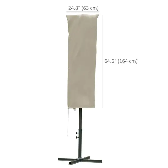 Buy Outdoor Cantilever Umbrella Cover with Rod, Zipper, Khaki, 3 image
