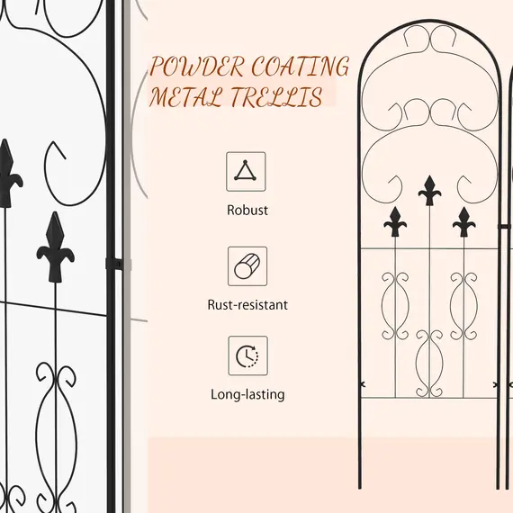 Buy Metal Trellis Set of 2, Garden Trellis for Climbing Plants Support Frames, Scrolls Design, 6 image