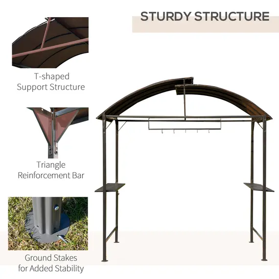 Buy Metal Smoking Gazebo Marquee Garden Patio BBQ Tent Grill Canopy Awning Shelter - Coffee, 6 image