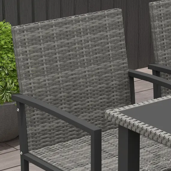 Buy Outdoor Dining Set 5 Pieces Patio Conservatory with Tempered Glass Tabletop,4 Dining Chairs - Grey, 9 image