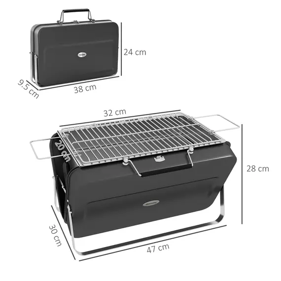 Buy Metal Suitable-Style Portable BBQ Grill - Black, 3 image