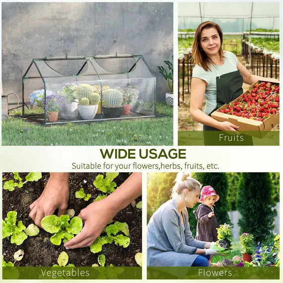 Buy Mini Greenhouse Portable Flower Planter Vegetable Grow House for Garden Backyard with Zipped Windows, 120 x 60 x 60 cm, Clear, 7 image