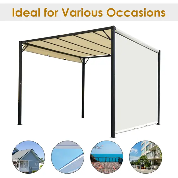 Buy Metal Pergola With Canopy Retractable Pergola Canopy 3Lx3Wx2.3H m Garden Gazebo Party Tent Sun Shelter Cover - Cream White/Black, 6 image