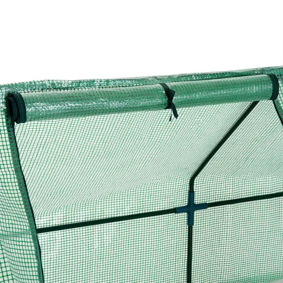 Buy Mini Small Greenhouse with Steel Frame & PE Cover & Zipped Window Poly tunnel Steeple for Plants Vegetables, 270 x 90 x 90 cm, Green, 9 image