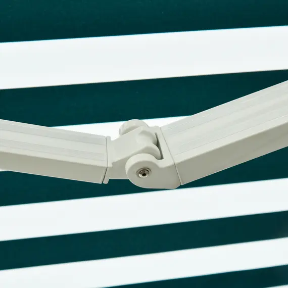 Buy Manual Retractable Awning, size (3.5m x2.5m)-Dark Green/White Stripes, 8 image