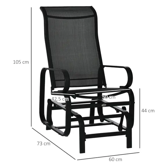 Buy Outdoor Gliding Rocking Chair with Sturdy Metal Frame Garden Comfortable Swing Chair, Black, 3 image