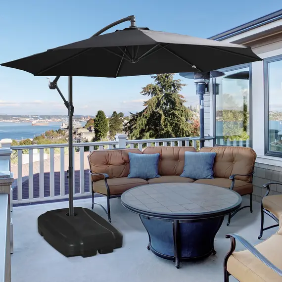 Buy Parasol Base, Water and Sand Filled, Up to 100kg, Portable Umbrella Stand Weights for Cantilever Banana Parasol with Wheels, Black, 2 image