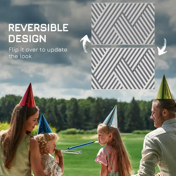 Buy Plastic Straw Reversible RV Outdoor Rug with Carry Bag, 182 x 274cm, Grey and Cream, 7 image