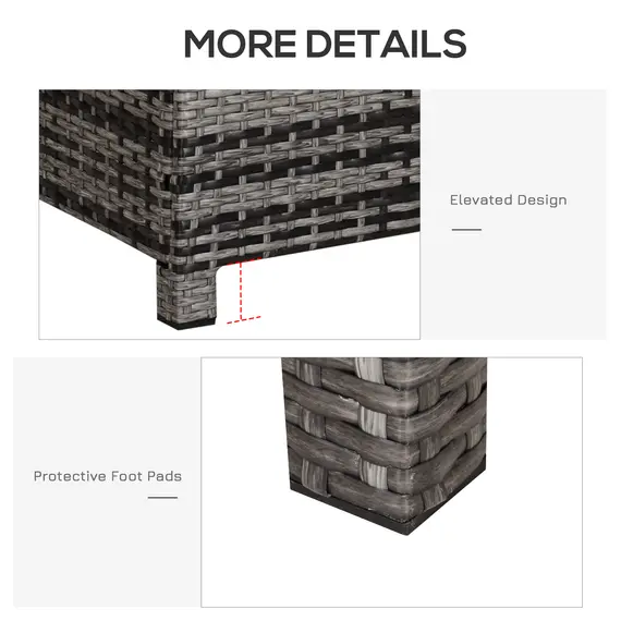 Buy PE Rattan Garden Coffee Table, with Glass Table Top - Grey, 4 image