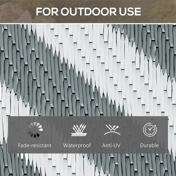 Buy Outdoor Rug Reversible Mat Plastic Straw Rug Portable RV Camping Mat for Garden Picnic Indoor, 152x243cm, Light Grey, 5 image