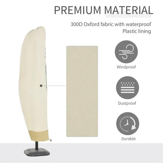 Buy Parasol Cover, 600D Oxford Cantilever Umbrella Cover Fit for 2-4m Parasol, Banana Umbrella Protector with Zipper for Outdoor Garden, Patio, White, 4 image
