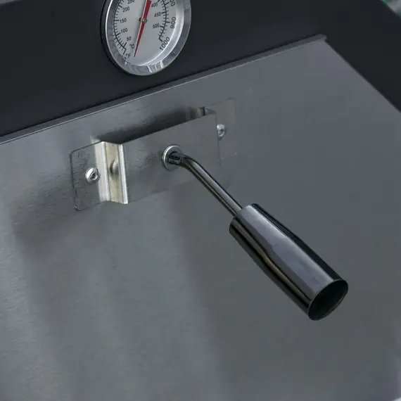 Buy Outdoor Garden Pizza Oven Charcoal BBQ Grill 3-Tier Freestanding w/ Chimney, Mesh Shelf, Thermometer Handles, Wheels Garden Party Gathering Stainless Steel Cooker, 9 image