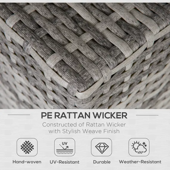 Buy Outdoor PE Rattan Furniture with Cushions, Garden Armless Chair with Adjustable Footpads and Back Support Cushion, for Garden, Yard, Terrace, Light Grey, 4 image