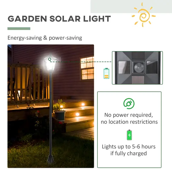 Buy Outdoor Garden Solar Post Lamp Photosensitive LED Lantern Bollard Pathway 1.2M Tall - Black, 7 image