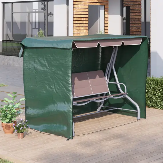 Buy Patio 3 Seater Swing Chair Bench Cover Outdoor Garden Furniture Rain Protection Cover Protector Waterproof Anti-UV, 215L x 155W x 150Hcm, Dark Green, 2 image