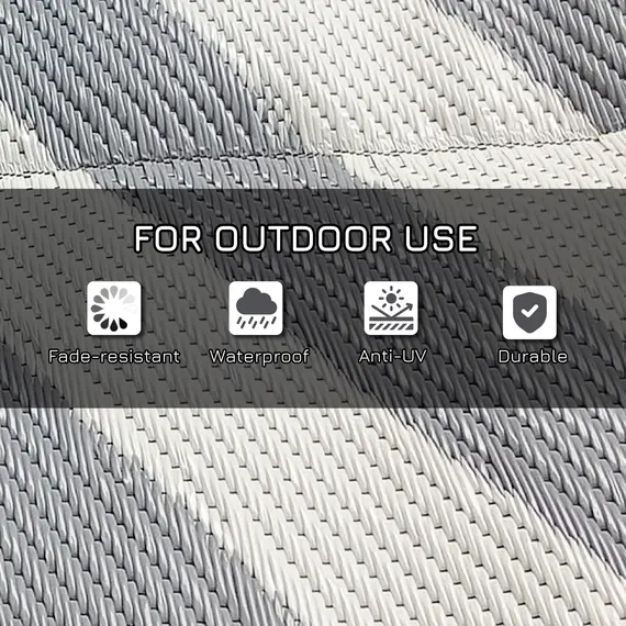 Buy Plastic Straw Reversible RV Outdoor Rug with Carry Bag, 182 x 274cm, Grey and Cream, 6 image