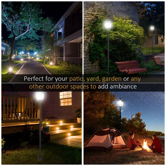 Buy Outdoor Garden Solar Post Lamp Photosensitive LED Lantern Bollard Pathway 1.2M Tall - Black, 5 image