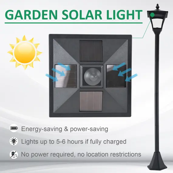 Buy Outdoor Garden Solar Post Lamp Photosensitive LED Lantern Bollard Pathway 1.2M Tall - Black, 6 image