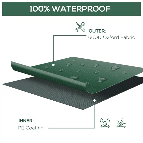 Buy Outdoor Garden Furniture Cover Waterproof, Anti-UV 600D Heavy Duty Oxford Fabric Patio Furniture Cover for Rectangular Sofa Table Set, Green, 245 x 165 x 55 cm, 4 image