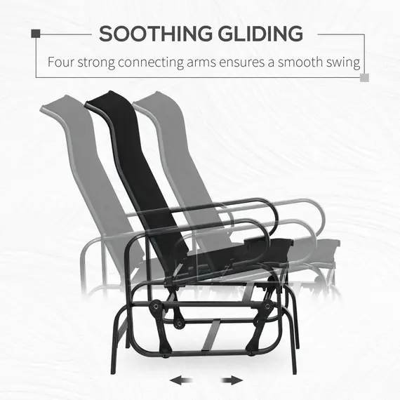 Buy Outdoor Gliding Rocking Chair with Sturdy Metal Frame Garden Comfortable Swing Chair, Black, 4 image