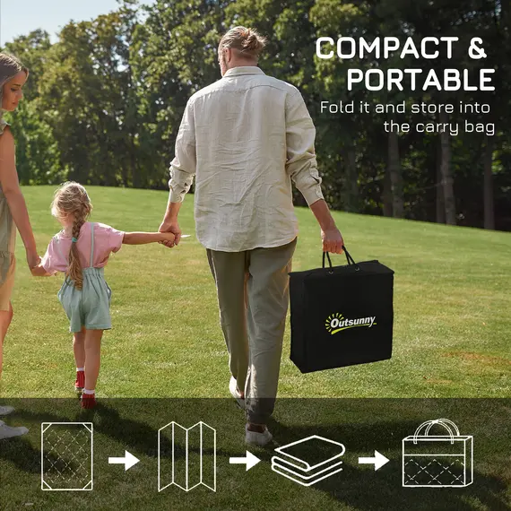 Buy Plastic Straw Reversible RV Outdoor Rug with Carry Bag, 182 x 274cm, Grey and White, 4 image