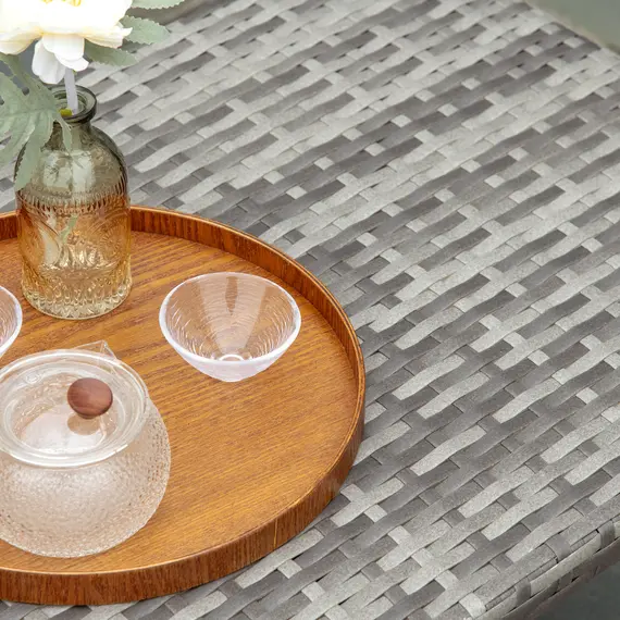 Buy PE Wicker Rattan Garden Coffee Table - Mixed Grey, 8 image