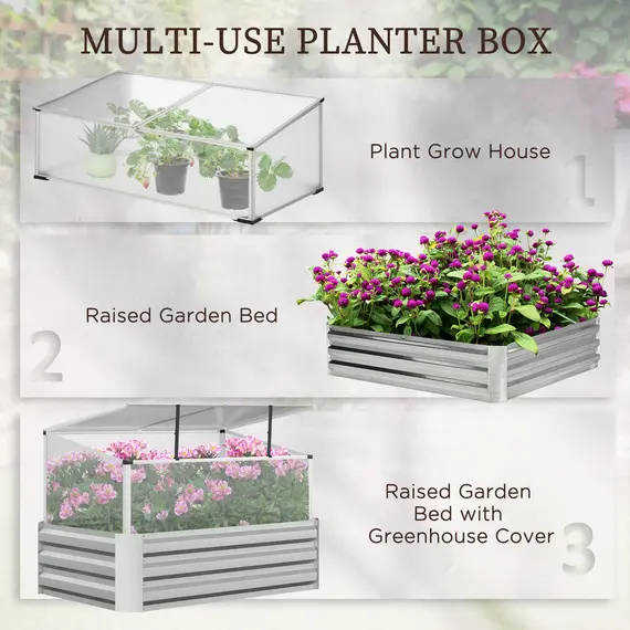 Buy Raised Beds for Garden with Mini Greenhouse, Galvanised Outdoor Planters and Cold Grame, for Herbs and Vegetables, 4 image