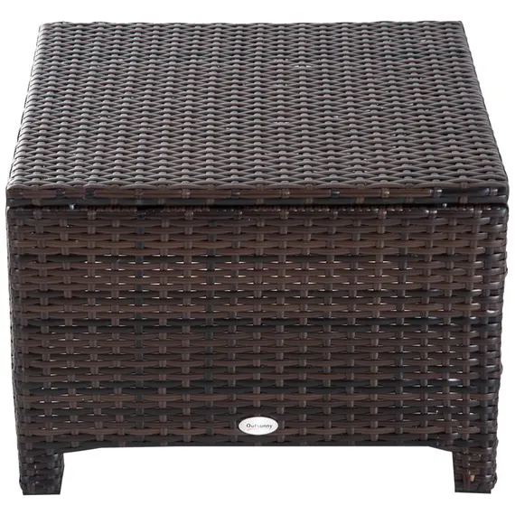 Buy Rattan Footstool Wicker Ottoman with Padded Seat Cushion Outdoor Patio Furniture for Garden Poolside Living Room, 50 x 50 x 35 cm, Brown, 8 image