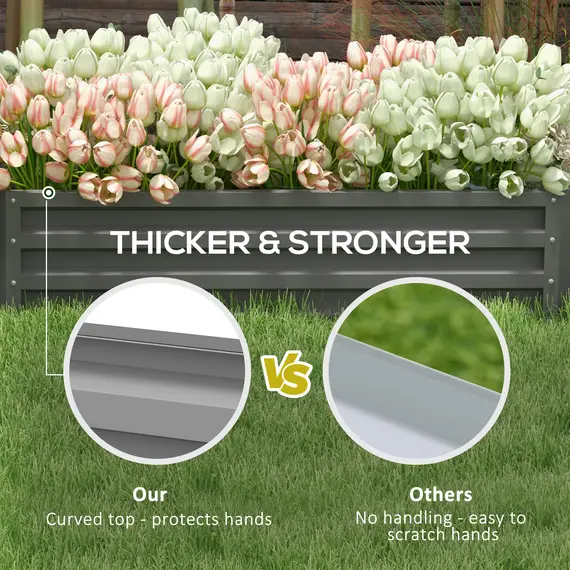 Buy Raised Beds for Garden, Galvanised Outdoor Planters for Herbs and Vegetables, for Patio, Garden, Balcony, Light Grey, 7 image