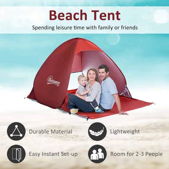 Buy Pop-up Portable Beach Tent-Red, 4 image