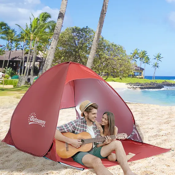 Buy Pop-up Portable Beach Tent-Red, 9 image