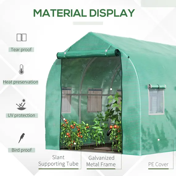 Buy Polytunnel Greenhouse with Windows and Door, Walk in Greenhouse for Garden, Backyard (4 x 2 M), 4 image