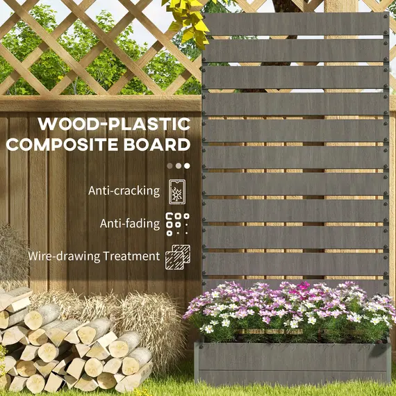 Buy Raised Bed for Garden, Planter with Trellis for Climbing Plants, Vines, Planter Box with Drainage Gap, Dark Grey, 5 image