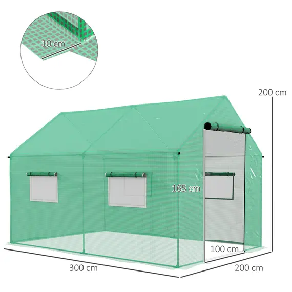 Buy Polyethylene Walk-in Polytunnel Greenhouse, 2 x 3(m), Green, 3 image