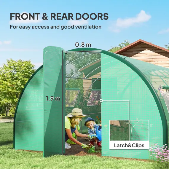 Buy Polyethylene Upgraded Structure Walk-in Polytunnel Greenhouse, 6 x 3(m), Green, 6 image