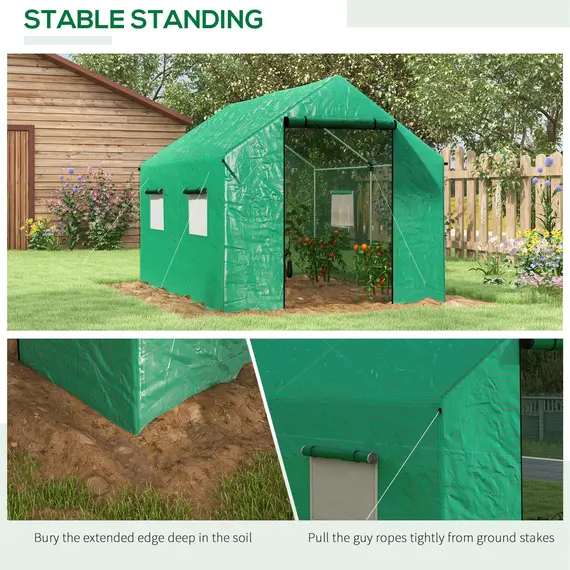 Buy Polyethylene Walk-in Polytunnel Greenhouse, 2 x 3(m), Green, 6 image