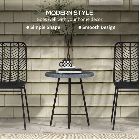 Buy Rattan Border Outdoor Side Table - Grey, 4 image