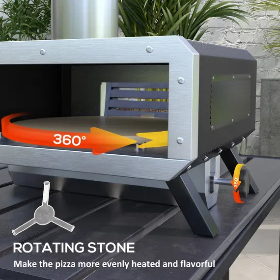 Buy Portable Wood Pellet Pizza Oven with 12" / 30cm Rotating Pizza Stone, Peel and Cover, Wood Fired Pizza Maker with Thermometer for Outdoor Garden Cooking, 5 image