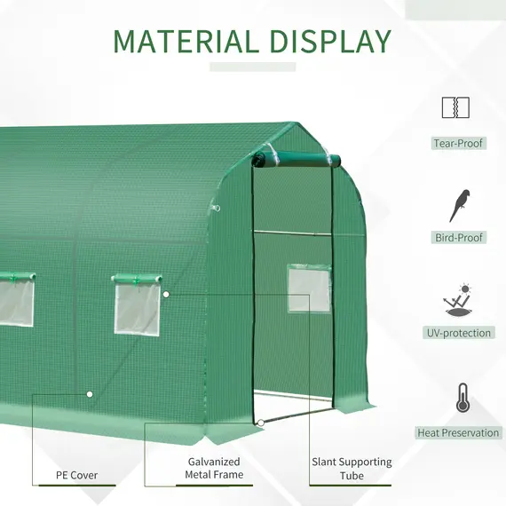 Buy Polytunnel Greenhouse with Windows and Door, Walk in Greenhouse for Garden, Backyard (3 x 2 M), 4 image