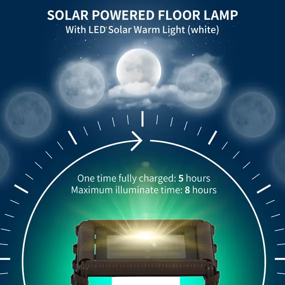 Buy Rattan Solar Floor Lamp,  68cm Tall Outdoor Garden Lantern Pathway Light & Decorative Lighting with Auto On/Off LED Lights, IP44, for Porch, Yard, Courtyard, Deck, Brown, 5 image