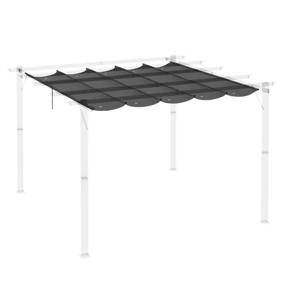 Buy Retractable Pergola Shade Cover, Replacement Canopy Fabric for 3 x 3 (m) Pergola, Gazebo Retractable Roof, Dark Grey, 8 image