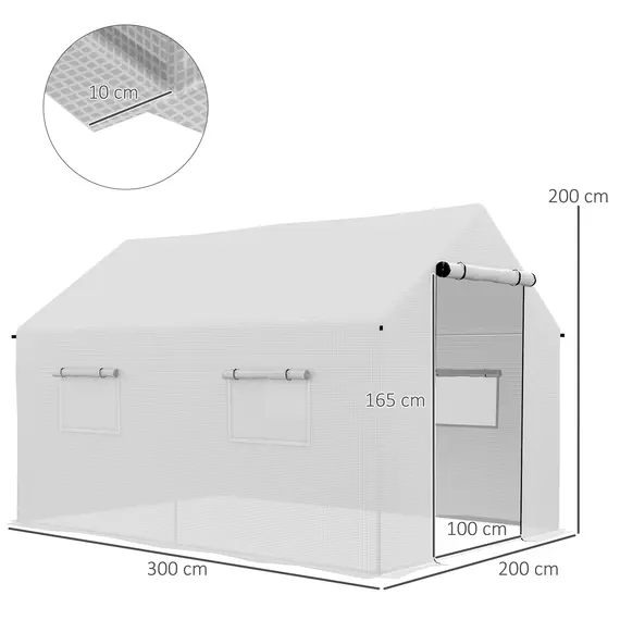 Buy Polyethylene Walk-in Polytunnel Greenhouse, 2 x 3(m), White, 3 image