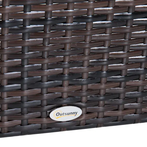 Buy Rattan Footstool Wicker Ottoman with Padded Seat Cushion Outdoor Patio Furniture for Garden Poolside Living Room, 50 x 50 x 35 cm, Brown, 9 image