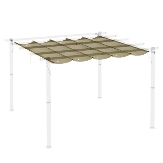 Buy Retractable Pergola Shade Cover, Replacement Canopy Fabric for 3 x 3 (m) Pergola, Gazebo Retractable Roof, Tan, 8 image