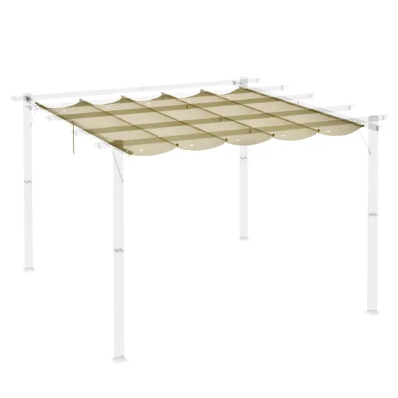 Buy Retractable Pergola Shade Cover, Replacement Canopy for 4 x 3 (m) Pergola, Retractable Roof, Beige, 8 image