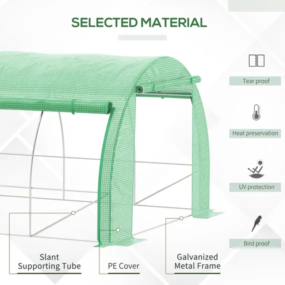 Buy Polytunnel Greenhouse Walk-in Grow House Tent with Roll-up Sidewalls, Zipped Door and 6 Windows, 3x3x2m Green, 4 image