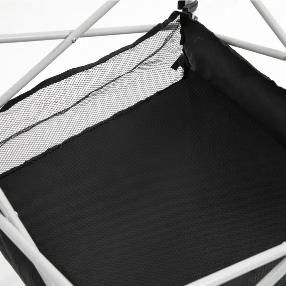 Buy Portable Camping Table w/ Mesh Bag & Steel Frame Hiking Furniture Desk, Silver Black, 7 image