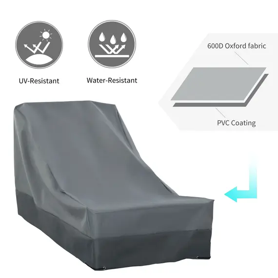 Buy Rectangular Patio Furniture Cover for Chairs Water UV Resistant Protection 600D Oxford Fabric Rattan Lounge Clean Cover, 200 x 86 x 82cm, 4 image