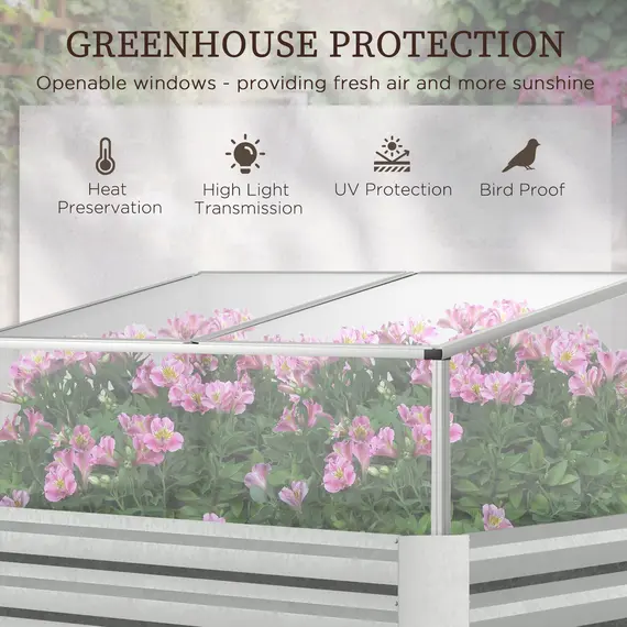 Buy Raised Beds for Garden with Mini Greenhouse, Galvanised Outdoor Planters and Cold Grame, for Herbs and Vegetables, 5 image