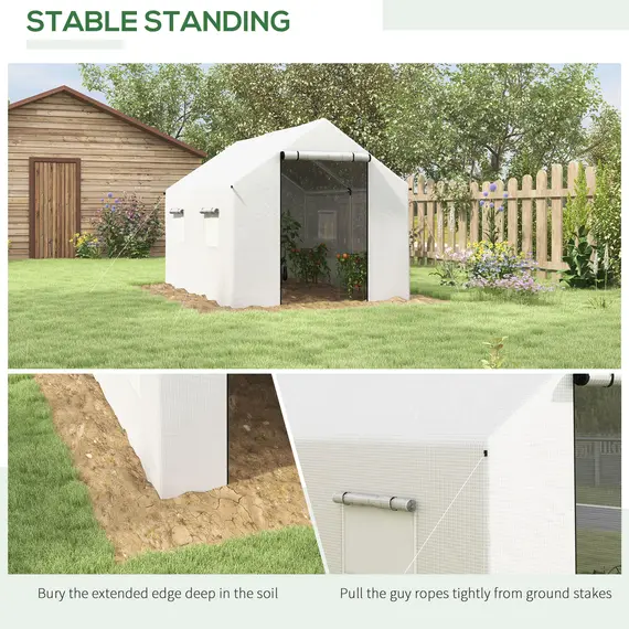 Buy Polyethylene Walk-in Polytunnel Greenhouse, 2 x 3(m), White, 6 image